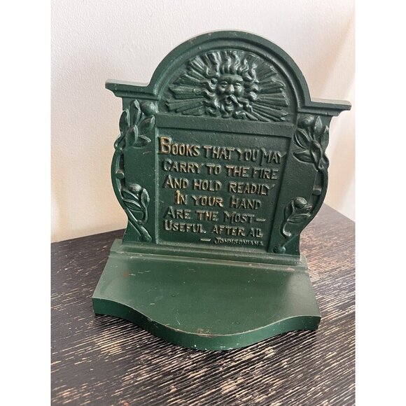 Antique Cast Iron Bradley & Hubbard Northwind Poems Bacon Johnsoniana Bookends - Picture 3 of 10